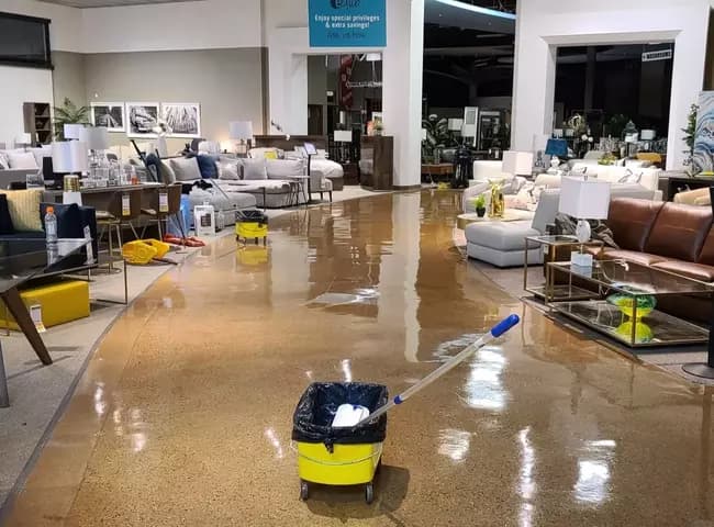 Floor care during a janitorial visit